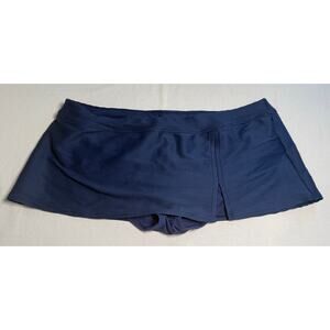 Lands' End Swim Bottom Skirt Size 18 Navy Blue Ribbed Womens Skort